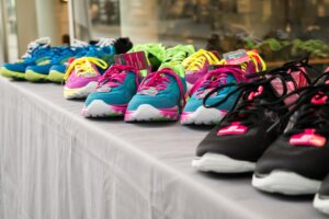 wall of shoes