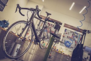 push bike on stand