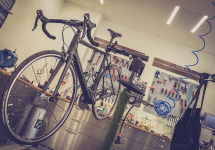 push bike on stand