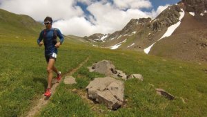 man running in mountains